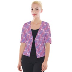 Pattern Abstract Squiggles Gliftex Cropped Button Cardigan
