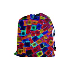 Neon Glow Glowing Light Design Drawstring Pouch (large)