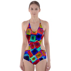 Neon Glow Glowing Light Design Cut-out One Piece Swimsuit