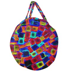 Neon Glow Glowing Light Design Giant Round Zipper Tote