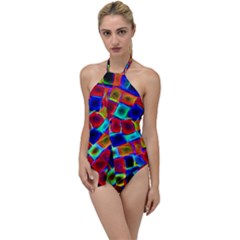 Neon Glow Glowing Light Design Go With The Flow One Piece Swimsuit