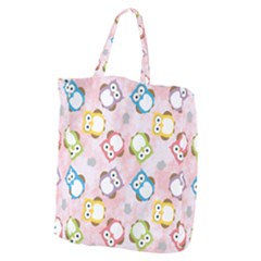 Owl Bird Cute Pattern Background Giant Grocery Tote by HermanTelo