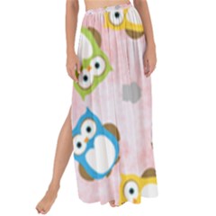 Owl Bird Cute Pattern Background Maxi Chiffon Tie-up Sarong