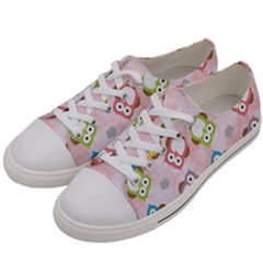 Owl Bird Cute Pattern Background Women s Low Top Canvas Sneakers