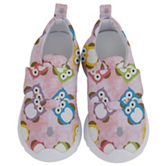 Owl Bird Cute Pattern Background Kids  Velcro No Lace Shoes by HermanTelo