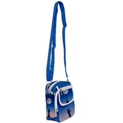 Moon Sky Blue Hand Arm Night Shoulder Strap Belt Bag by HermanTelo