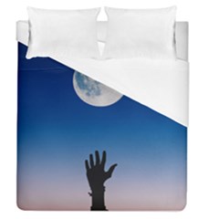 Moon Sky Blue Hand Arm Night Duvet Cover (queen Size)