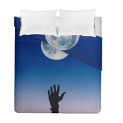 Moon Sky Blue Hand Arm Night Duvet Cover Double Side (full/ Double Size)