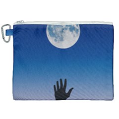 Moon Sky Blue Hand Arm Night Canvas Cosmetic Bag (xxl) by HermanTelo