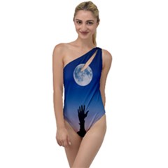 Moon Sky Blue Hand Arm Night To One Side Swimsuit