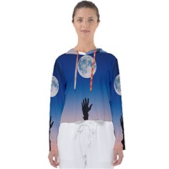 Moon Sky Blue Hand Arm Night Women s Slouchy Sweat