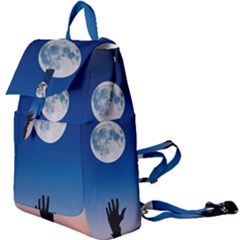 Moon Sky Blue Hand Arm Night Buckle Everyday Backpack by HermanTelo