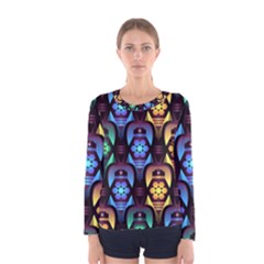 Pattern Background Bright Blue Women s Long Sleeve Tee