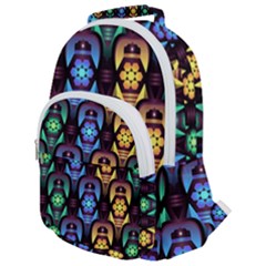 Pattern Background Bright Blue Rounded Multi Pocket Backpack