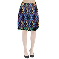 Pattern Background Bright Blue Pleated Skirt