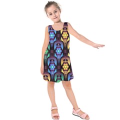 Pattern Background Bright Blue Kids  Sleeveless Dress by HermanTelo