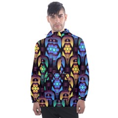 Pattern Background Bright Blue Men s Front Pocket Pullover Windbreaker by HermanTelo