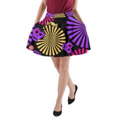 Seamless Halloween Day Dead A-line Pocket Skirt