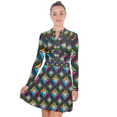 Pattern Pastels Background Long Sleeve Panel Dress