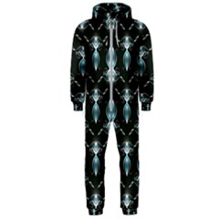 Seamless Pattern Background Black Hooded Jumpsuit (Men) 