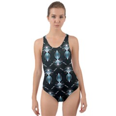 Seamless Pattern Background Black Cut-Out Back One Piece Swimsuit