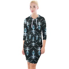 Seamless Pattern Background Black Quarter Sleeve Hood Bodycon Dress