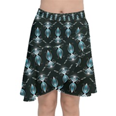 Seamless Pattern Background Black Chiffon Wrap Front Skirt