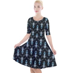 Seamless Pattern Background Black Quarter Sleeve A-Line Dress