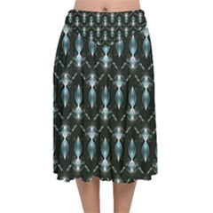 Seamless Pattern Background Black Velvet Flared Midi Skirt