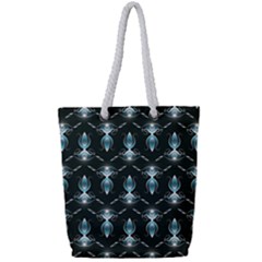 Seamless Pattern Background Black Full Print Rope Handle Tote (Small)