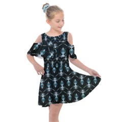 Seamless Pattern Background Black Kids  Shoulder Cutout Chiffon Dress