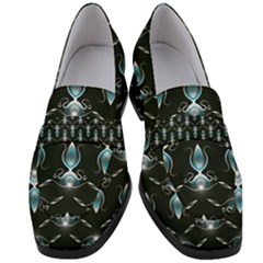 Seamless Pattern Background Black Women s Chunky Heel Loafers