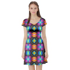 Squares Spheres Backgrounds Texture Short Sleeve Skater Dress by HermanTelo