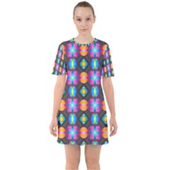 Squares Spheres Backgrounds Texture Sixties Short Sleeve Mini Dress