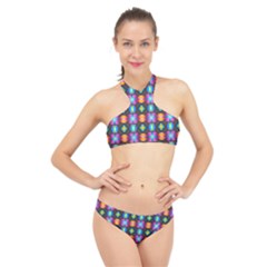 Squares Spheres Backgrounds Texture High Neck Bikini Set