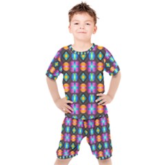 Squares Spheres Backgrounds Texture Kids  Tee And Shorts Set