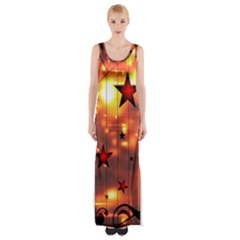 Star Radio Light Effects Magic Maxi Thigh Split Dress