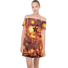 Star Radio Light Effects Magic Off Shoulder Chiffon Dress by HermanTelo