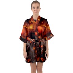 Valentine Day Love Heart Quarter Sleeve Kimono Robe