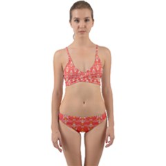 Seamless Pattern Background Red Wrap Around Bikini Set by HermanTelo