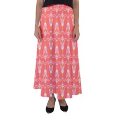 Seamless Pattern Background Red Flared Maxi Skirt