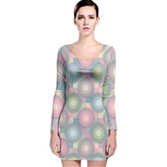 Seamless Pattern Pastels Background Long Sleeve Velvet Bodycon Dress