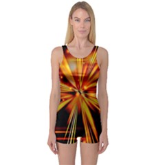 Zoom Effect Explosion Fire Sparks One Piece Boyleg Swimsuit