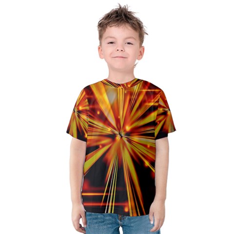 Zoom Effect Explosion Fire Sparks Kids  Cotton Tee by HermanTelo