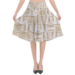 Texture Background Brown Beige Flared Midi Skirt