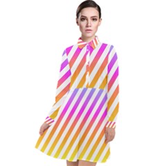 Abstract Lines Mockup Oblique Long Sleeve Chiffon Shirt Dress