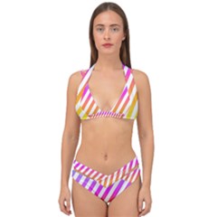 Abstract Lines Mockup Oblique Double Strap Halter Bikini Set