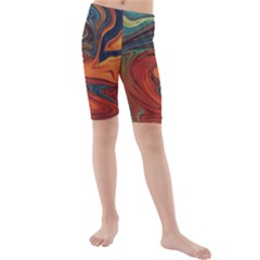Abstract Art Pattern Kids  Mid Length Swim Shorts