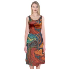 Abstract Art Pattern Midi Sleeveless Dress