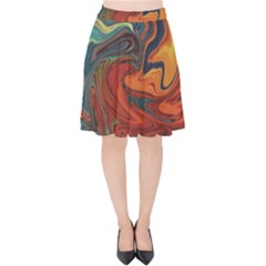 Abstract Art Pattern Velvet High Waist Skirt